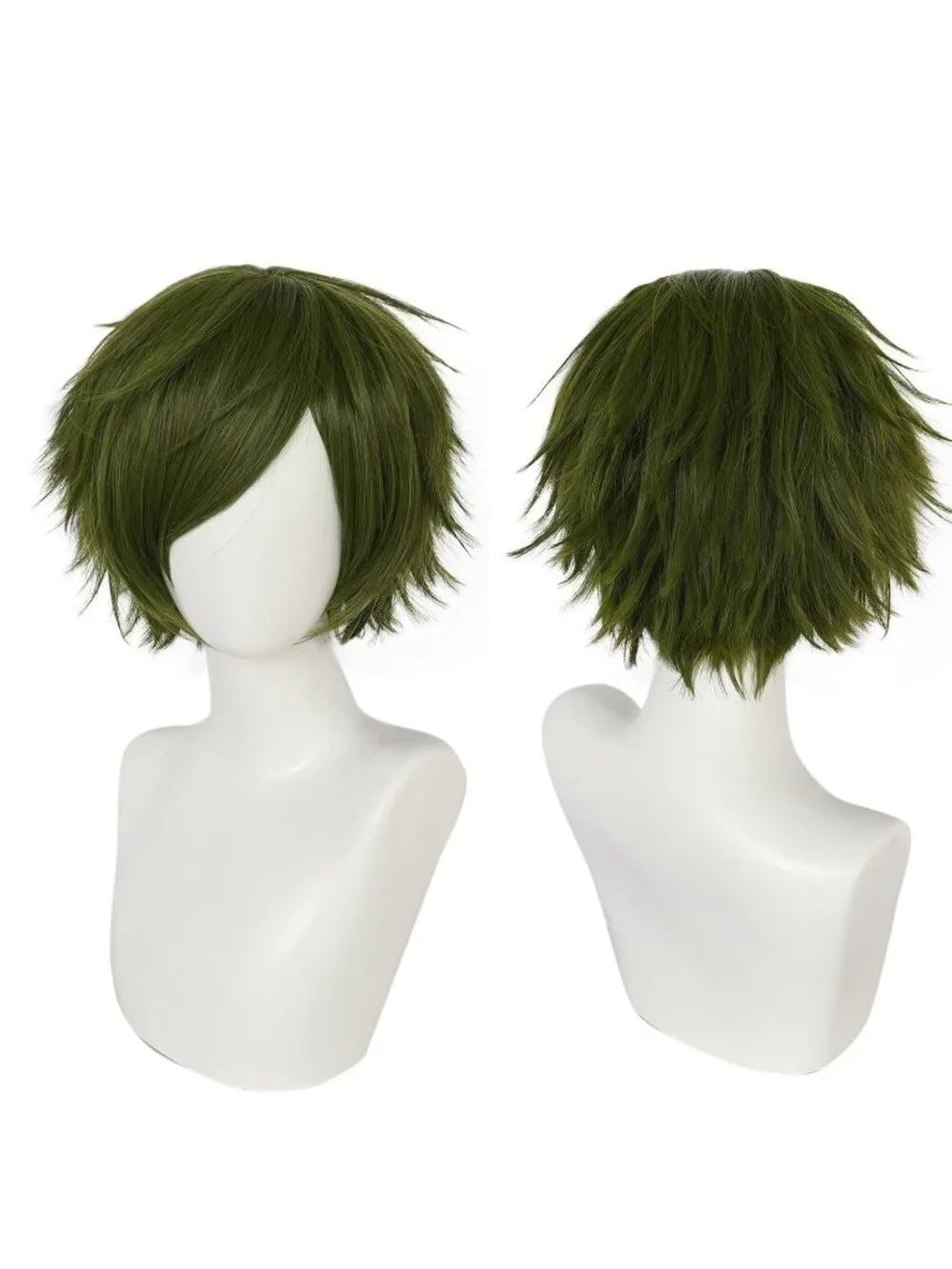 Men's Olive Green Synthetic Fiber Short Blonde Golden Cosplay Modern Wigs